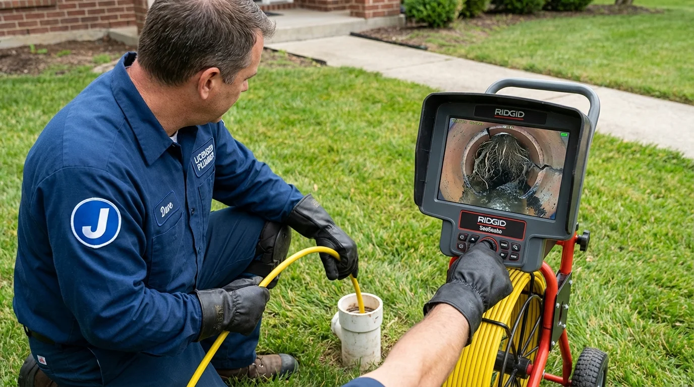 Sewer camera inspection being performed by Johns Plumbing LLC in Bainbridge