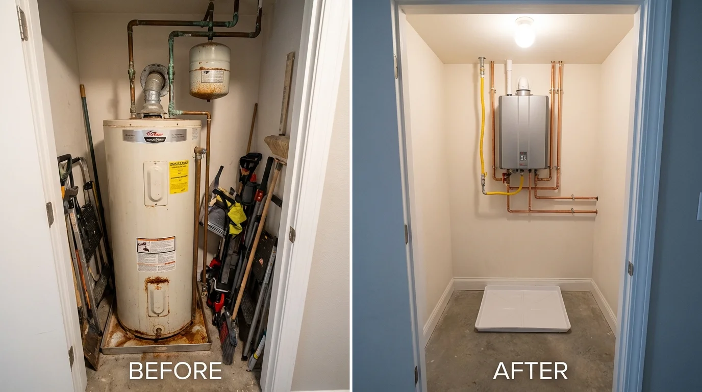 Tank water heater versus wall-mounted tankless unit comparison for Bainbridge, NY homeowners